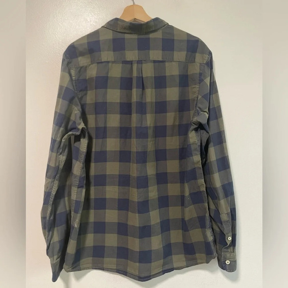George Navy Blue  and Olive Green Checkered Plaid Shirt - Medium - Picture 7 of 8